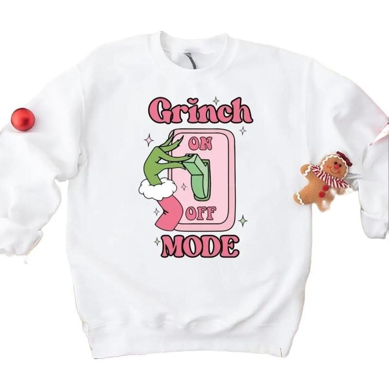 Grinch Mode Sweatshirt, Womens Christmas Crewneck T-Shirts, Hoodie | InkThreadWorks.com