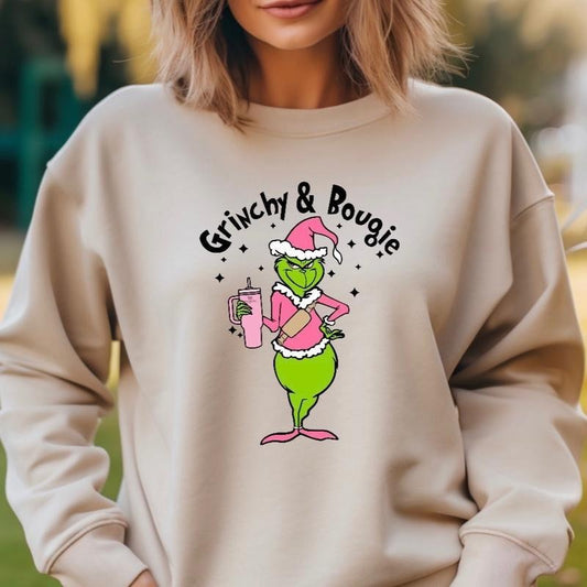 Grinch and bougie Sweatshir, Grinch Sweatshir T-Shirts, Hoodie, Sweatshirt | InkThreadWorks.com