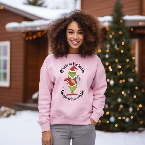 Grinchy on the Inside & Bougie on the Outside Crewneck T-Shirts, Hoodie, Sweatshirt | InkThreadWorks.com