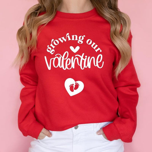 Growing Our Valentine Sweatshirt, Valentines Day Pregnancy Announcement Hoodie, Cute Baby Reveal Sweatshirt, Expecting...