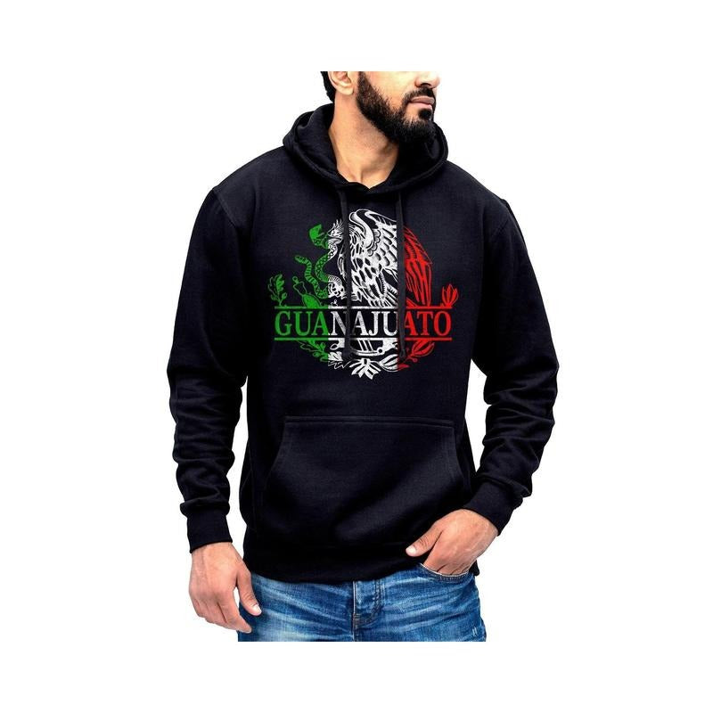 Guanajuato Mexico Eagle Emblem Hoodie Sweatshirt Cotton Fabric T-Shirts | InkThreadWorks.com