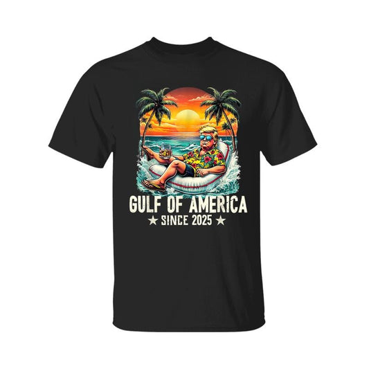 Gulf Of US America Est 2025 Retro Vintage Beach T-Shirt, Men's Summer Casual Cotton, For Men, For Women
