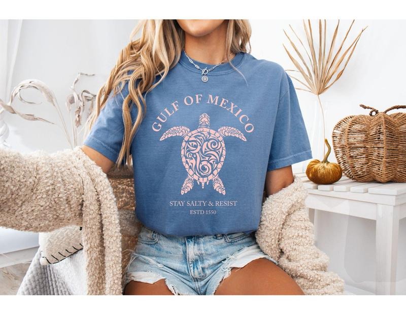 Gulf of Mexico T-Shirt, Turtle Shirt, Stay Salty & Resist Tee, Gift for Mom, Birthday Gift Hoodie, Sweatshirt