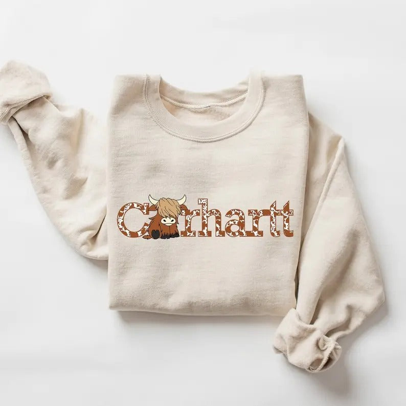 H1ghland Cow Sweatshirt, Western Crewneck, Gift For Farmer, Farm Animal Hoodie, Christmas Gifts, Cute Cow Sweater T-Shirts