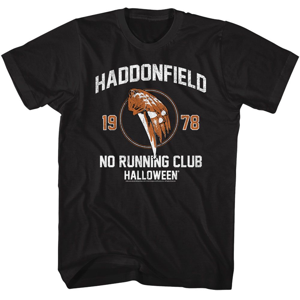 Halloween - No Running Club - American Classics - Solid Black Adult Short Sleeve T-Shirt