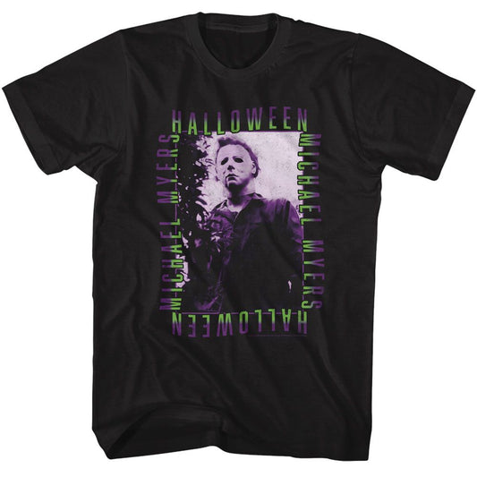 Halloween - Repeat Gradient Text - American Classics - Solid Black Adult Short Sleeve T-Shirt