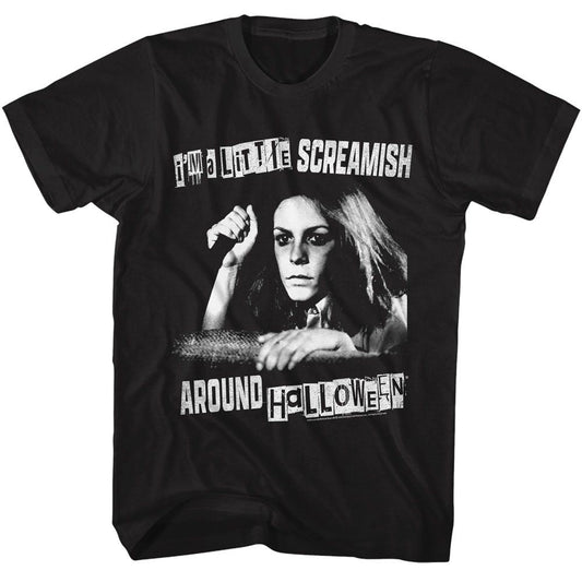 Halloween - A Little Screamish - American Classics - Solid Black Adult Short Sleeve T-Shirt