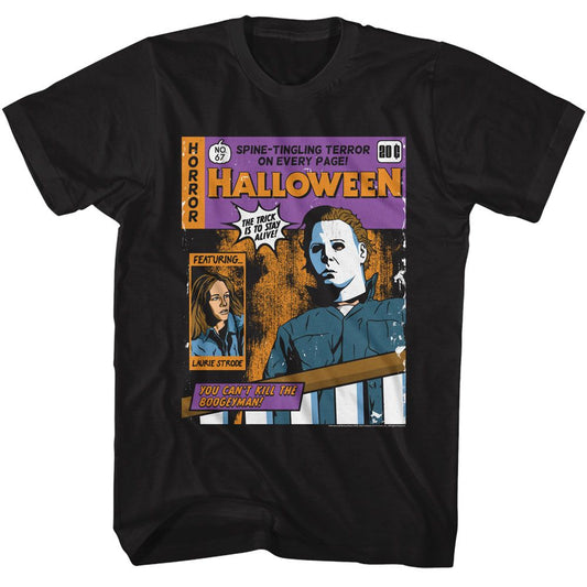 Halloween - Comic Cover - American Classics - Solid Black Adult Short Sleeve T-Shirt