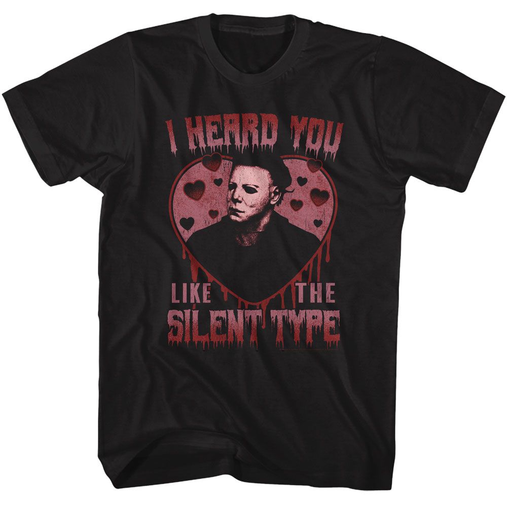 Halloween - Silent Type Heart - American Classics - Solid Black Adult Short Sleeve T-Shirt