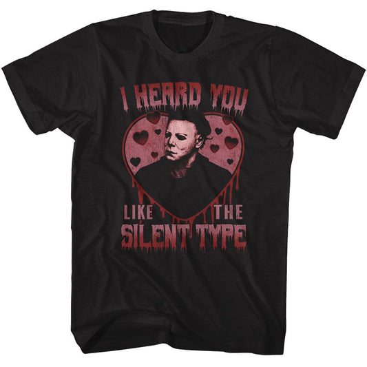 Halloween - Silent Type Heart - American Classics - Solid Black Adult Short Sleeve T-Shirt