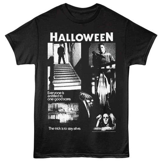 Halloween - One Good Scare Collage - American Classics - Front Print Black Adult Short Sleeve T-Shirt