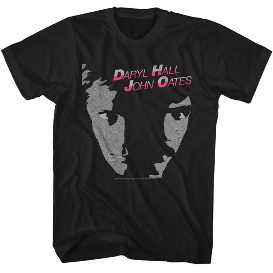 Hall And Oates - Faces - American Classics - Solid Black Adult Short Sleeve T-Shirt