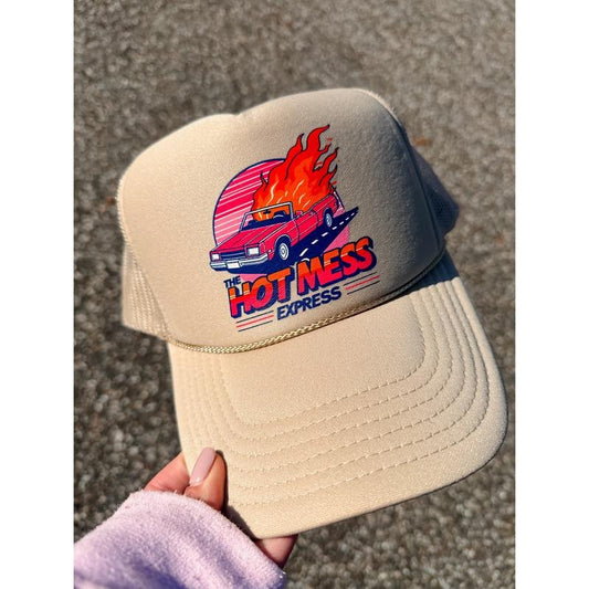 HOT MESS EXPRESS TAN TRUCKER HAT