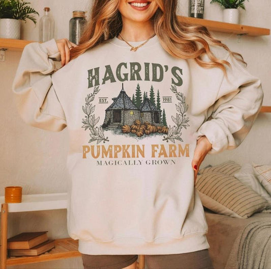 Hagrid's Pumpkin Patch Sweatshirt, Vintage Fall Shirt, Retro Halloween T-Shirt, Pumpkin Patch Sweatshirt, Wizard...