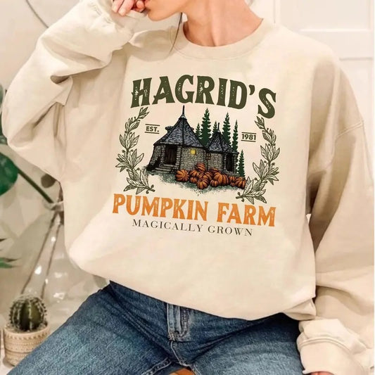Hagrids Pumpkin Patch Sweatshirt, Vintage Halloween Fall Sweatshirt, Pumpkin Farm Sweater, Pumpkin Fall Thanksgiving -...