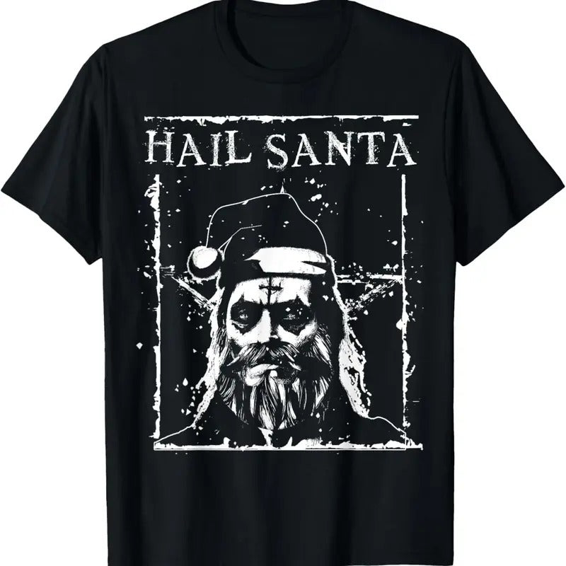 Hail Santa Heavy Metal Headbanger Ugly Christmas T-Shirt Hoodie, Sweatshirt | InkThreadWorks.com