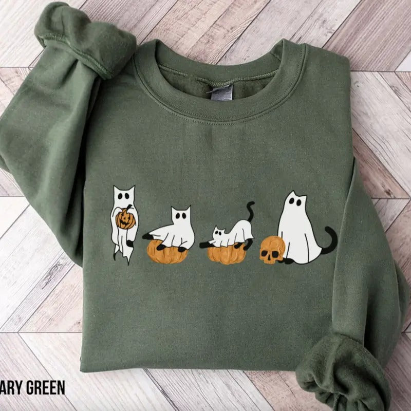 Halloween Cat Pumpkin Sweatshirt - Tshirt