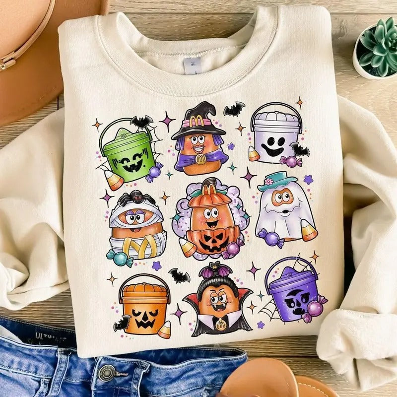 Halloween Chicken Nuggets Sweatshirt, 90s Retro Halloween Shirt, Spooky Nugget Crewneckstyle{n002}2 Hoodie