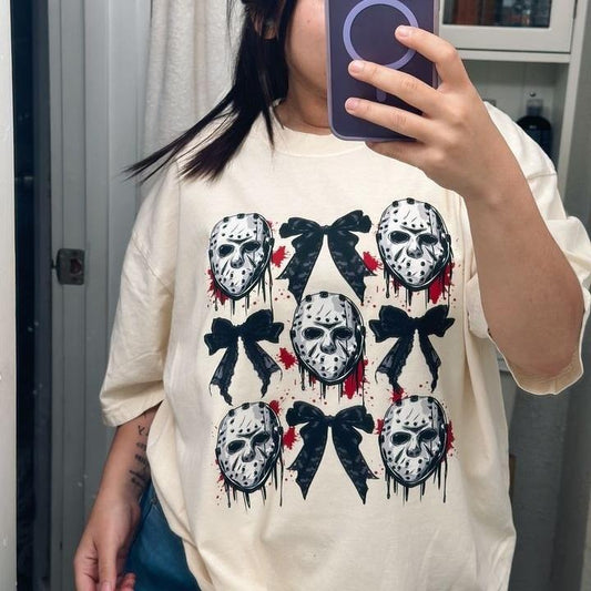 Halloween Coquette Bow Shirt, Horror Halloween Shirt, Retro Halloween Shirt, Scary movie Shirt, Horror Sweatshirt, Halloween graphic for shirts