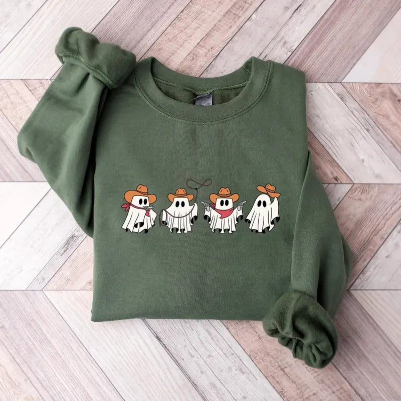 Halloween Cowboy Sweatshirt, Halloween Western Sweatshirt,  Halloween Tee, Halloween Cowboy Ghost Tee, Western Shirt Hoodie