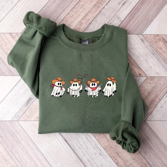 Halloween Cowboy Sweatshirt, Halloween Western Sweatshirt,  Halloween Tee, Halloween Cowboy Ghost Tee, Western Shirt Hoodie