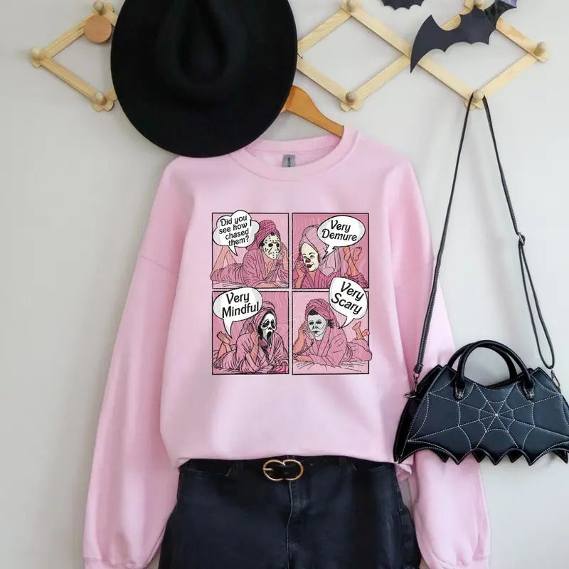 Halloween Crewneck, Very Demure, Very Spooky, Very Scary, Horror Movie shirt, Horror Movie Halloween Shirt, Funny Demure...