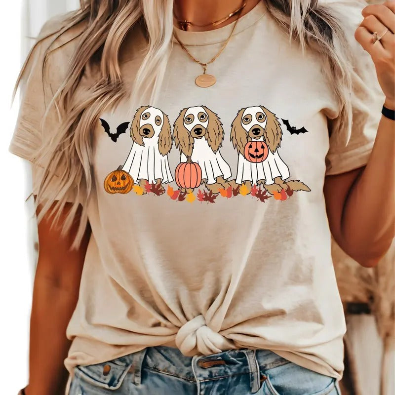 Halloween Dog Shirt, Dog Ghost Halooween, Spaniel Ghost Dogs Shirt, Spaniel Mom Shirt, Happy Halooween Hoodie, Sweatshirt