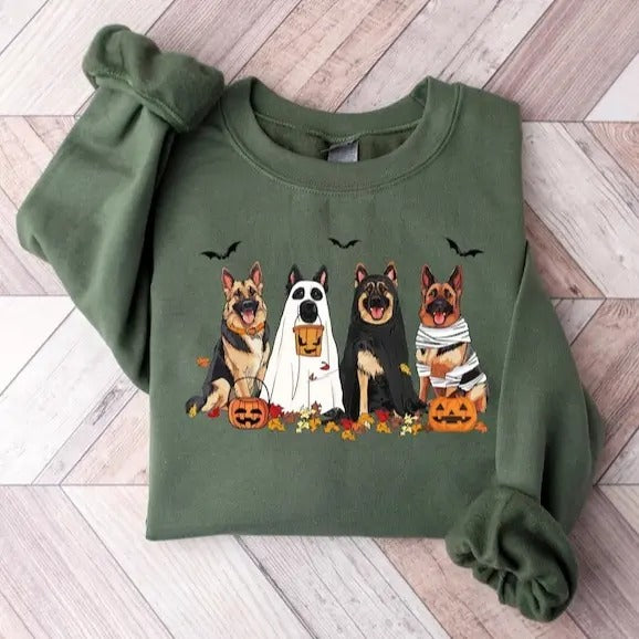 Halloween Dog Sweatshirt, German shepherd Ghost Dogs sweatshirt, Halloween Sweatshirt, Halloween Sweater, Ghost...