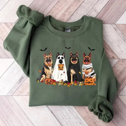 Halloween Dog Sweatshirt, German shepherd Ghost Dogs sweatshirt, Halloween Sweatshirt, Halloween Sweater, Ghost...