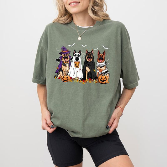 Halloween German Shepherd Ghost Dogs Shirt Comfort Colors, Boo Dogs Halloween Tee, Spooky Season Tshirt, Dog Mom Tops,...
