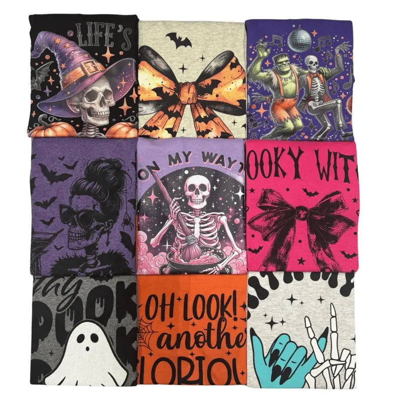 Halloween Graphic Tee Spooky Witch Ghost T-Shirts