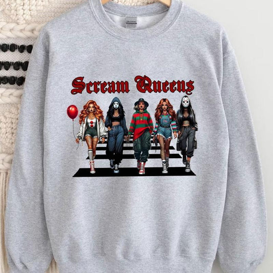 Halloween Horror Characters Scream Queens Shirt, Halloween Graphic Tee Shirt, Lady Horror Shirt, Horror Girls Shirt Halloween Ghostface Tee