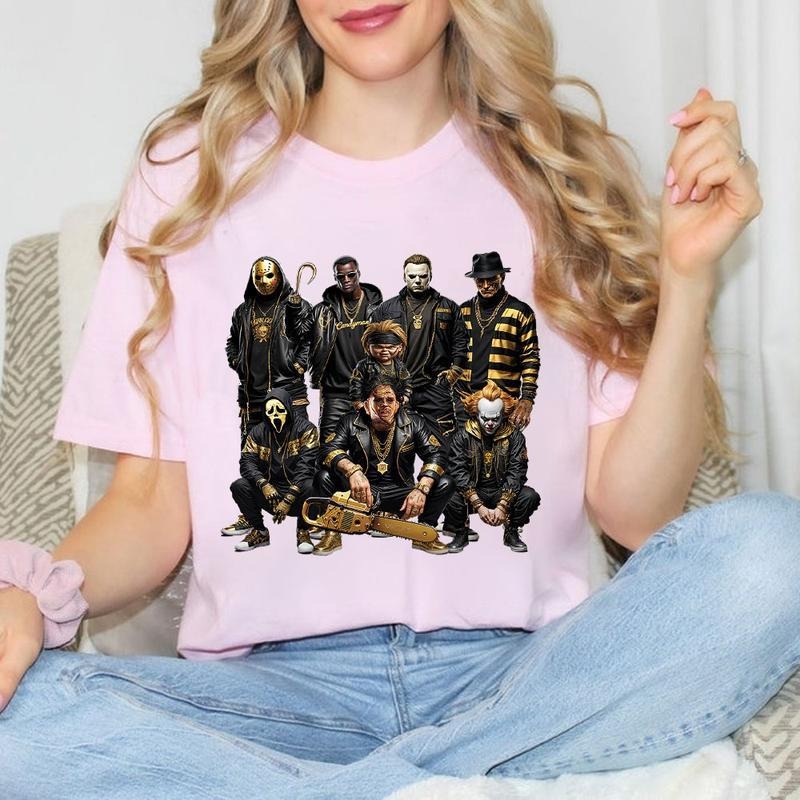 Halloween Horror Characters Shirt, Halloween Graphic Tee Shirt, Shirt Horror Halloween