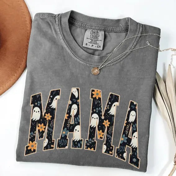 Halloween Mama Shirt, Mom Halloween Shirt, Spooky Mama Shirt, Mama Halloween, Cute Ghost Shirt, Floral Ghost Shirt...