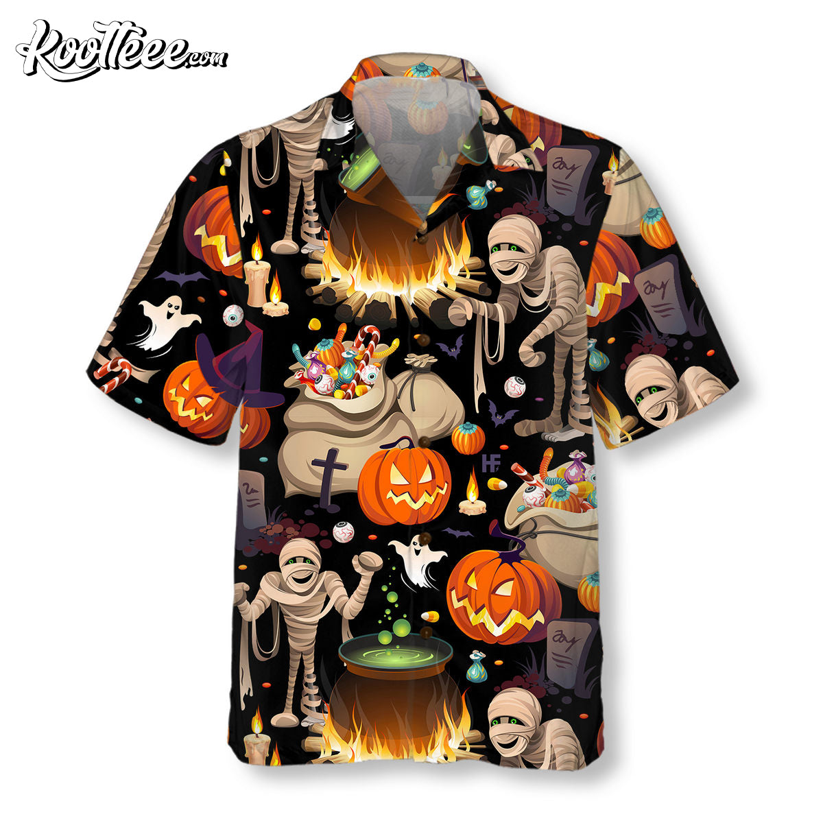 Halloween Mummy And Bags Of Sweets Trick or Treat Hawaiian Shirt