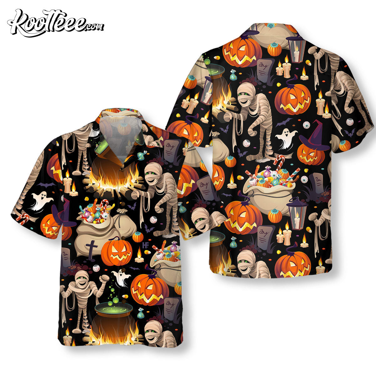 Halloween Mummy And Bags Of Sweets Trick or Treat Hawaiian Shirt