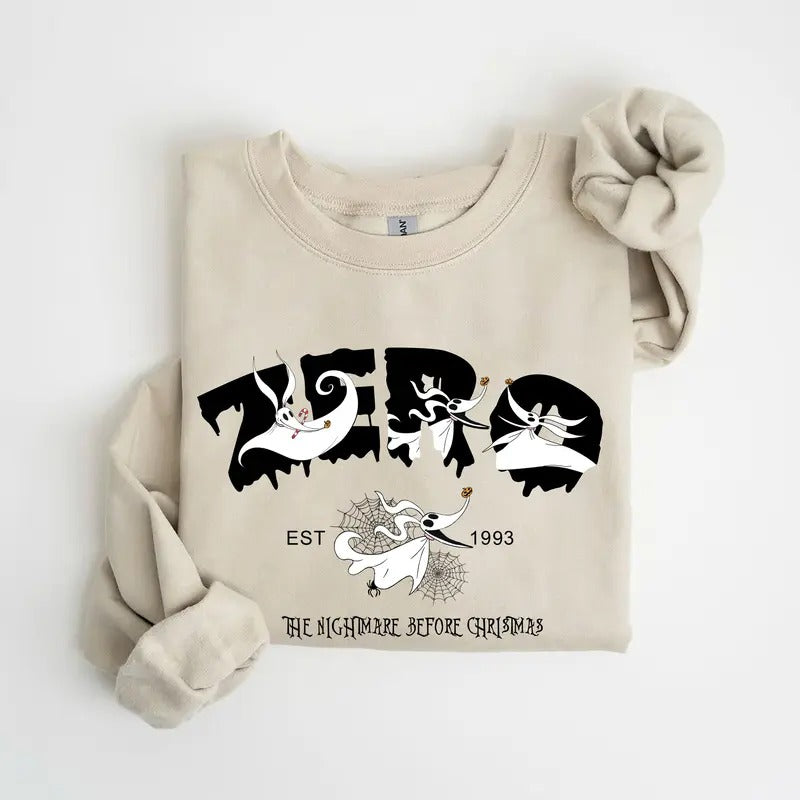 Halloween Zero Dog Sweatshirt, Nightmare Before Christmas Sweatshirt, Jack Skellington Sweatshirt, Nightmare Zero...