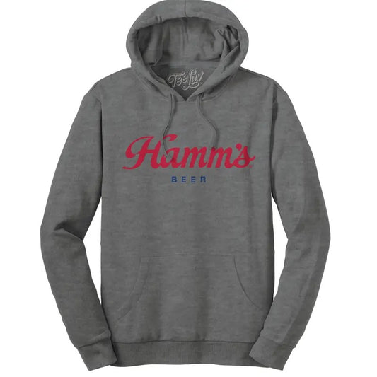 Hamm's Beer Logo Hooded Sweatshirt - Oxford Gray T-Shirts, Hoodie | InkThreadWorks.com