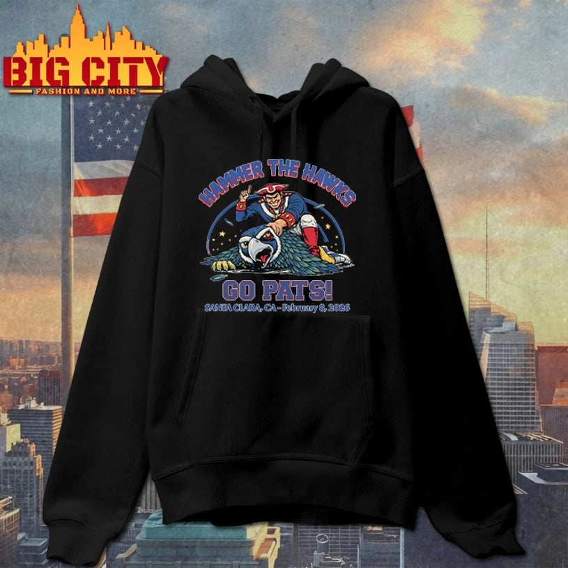 Hammer The Hawks Go Pats Santa Clara CA February 8 2026 T-Shirt