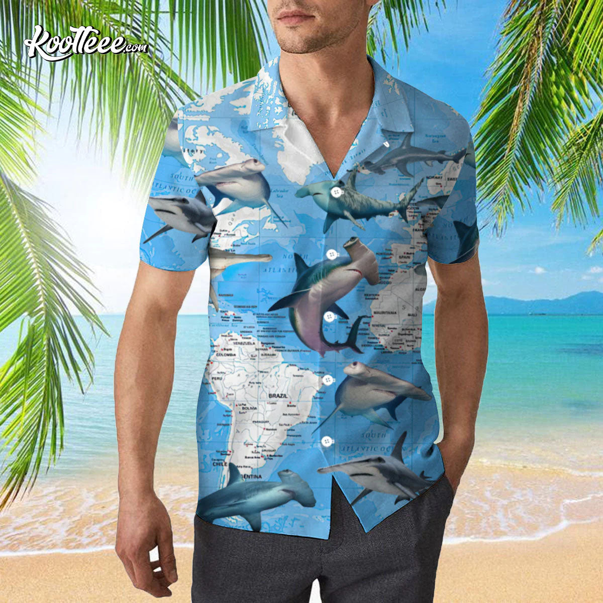 Hammerhead Shark Fishing Aloha Hawaiian Shirt