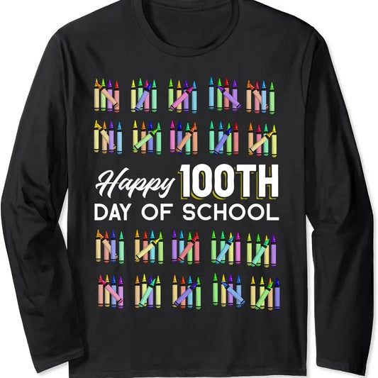Happy 100th Day Of School Student Gift 100 Days Of School Long Sleeve T-Shirt Hoodie, Sweatshirt | InkThreadWorks.com