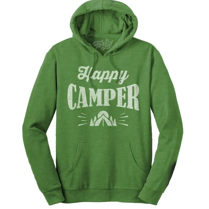 Happy Camper Hooded Sweatshirt - Green T-Shirts, Hoodie | InkThreadWorks.com