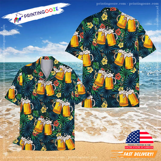 Happy Drink Beer Day Tropical Tree Hawaiian Shirt