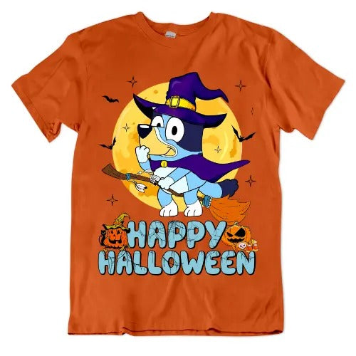 Happy Halloween Bluey Unisex T-Shirt, Halloween Tee, Bluey Halloween T-Shirt, Halloween Gifts, Gift For Fan, Gift For...