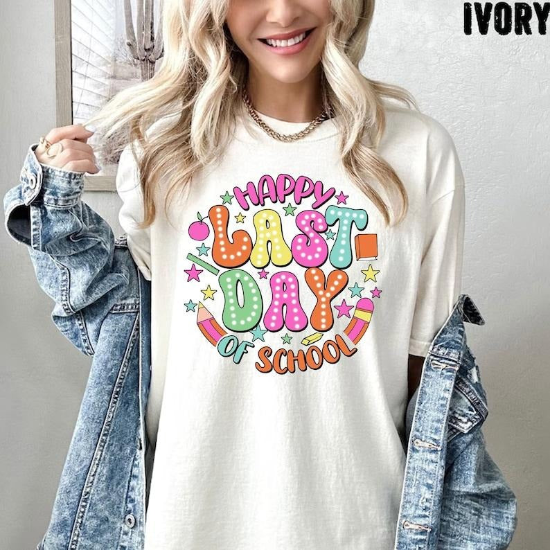 Happy Last Day Of School Tee, Retro Teacher Shirt, Last Day of School, Teacher Shirt, Funny Teacher Shirt, Teacher Gift...