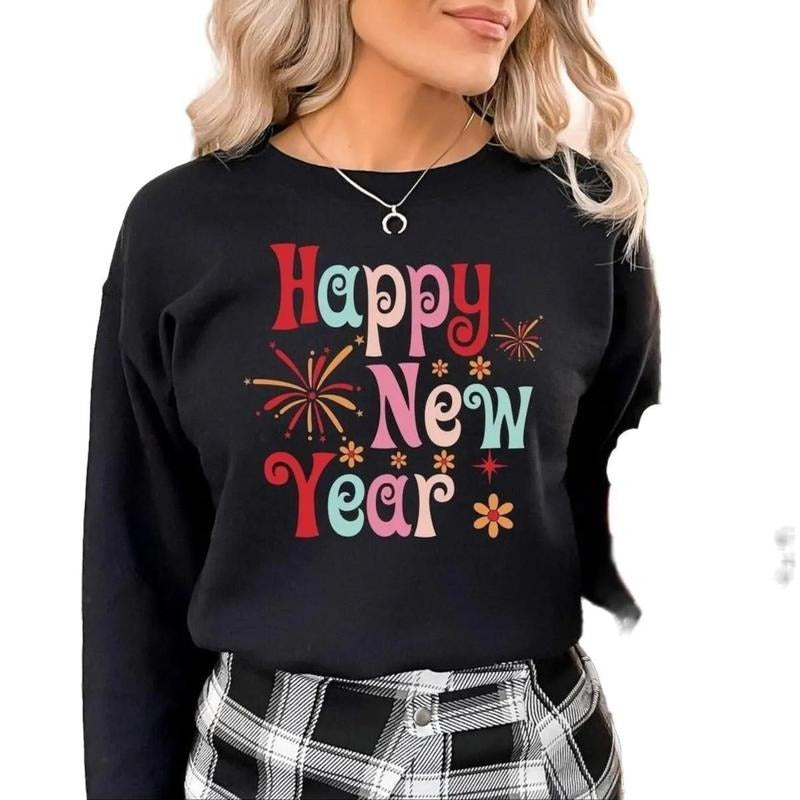 Happy New Year Sweatshirt, Cheers To The New Year Sweatshirt For Women T-Shirts, Hoodie | InkThreadWorks.com