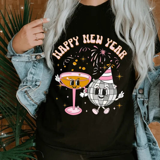 Happy New Year Unisex Shirt - Cute Holiday Graphic Tee, Casual Unisex T-Shirt. Available in Short Sleeve, Raglan, and Long Sleeve