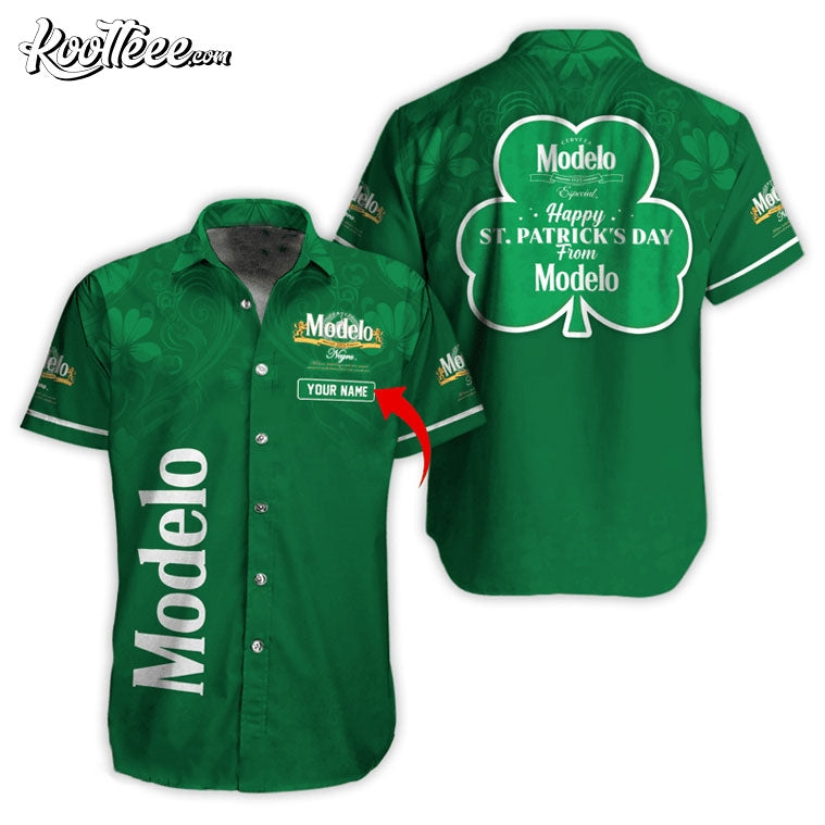 Happy St Patricks Day From Modelo Negra Personalized Hawaiian Shirt
