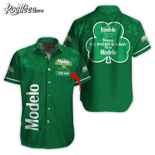 Happy St Patricks Day From Modelo Negra Personalized Hawaiian Shirt