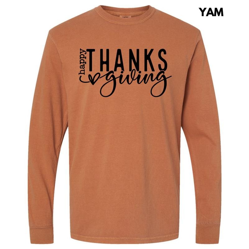 Happy Thanksgiving Black Long Sleeve Comfort Colors T-Shirt 'NLB' Hoodie, Sweatshirt | InkThreadWorks.com